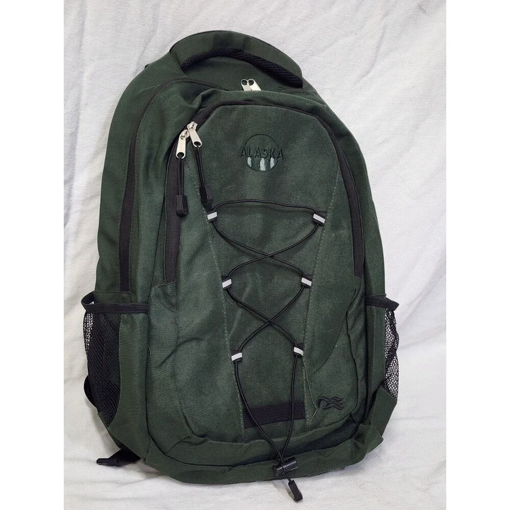 Alaska Green Canvas Backpack 2 Zipper. - Picture 1 of 15